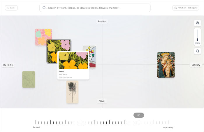 Spatial artwork discovery canvas