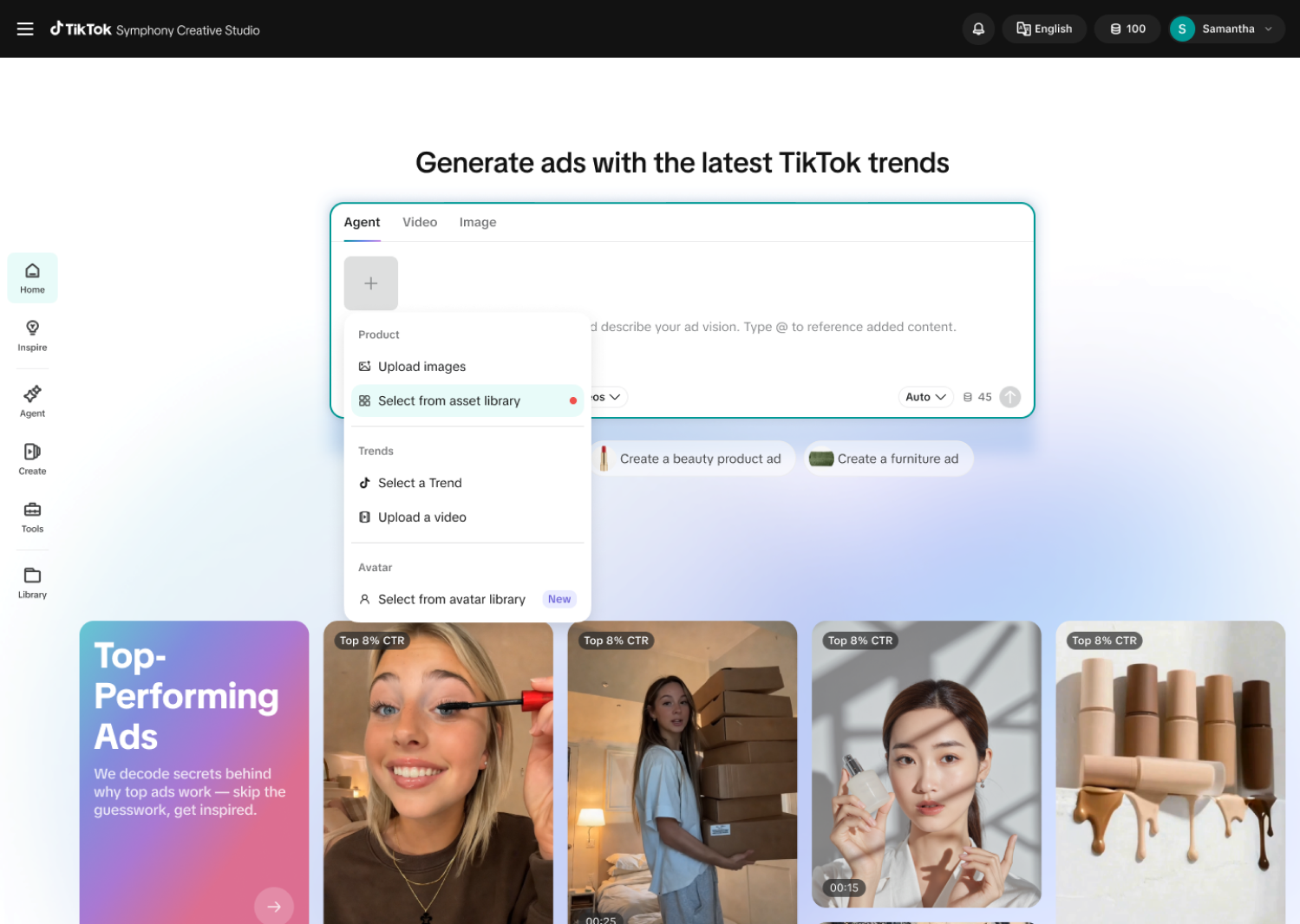AI generation experience using product information