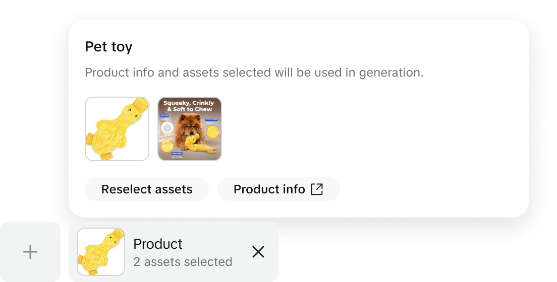 Select the product assets used for generation