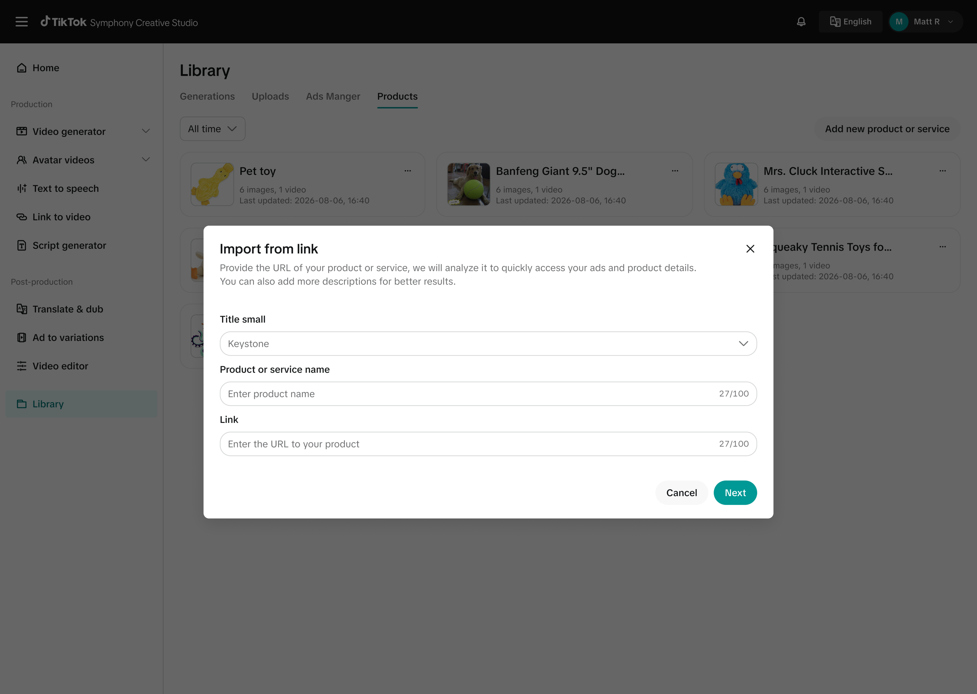 Connect workflow, screen two