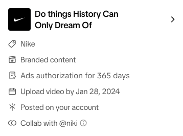 Creator campaign tile showing Collab fulfillment